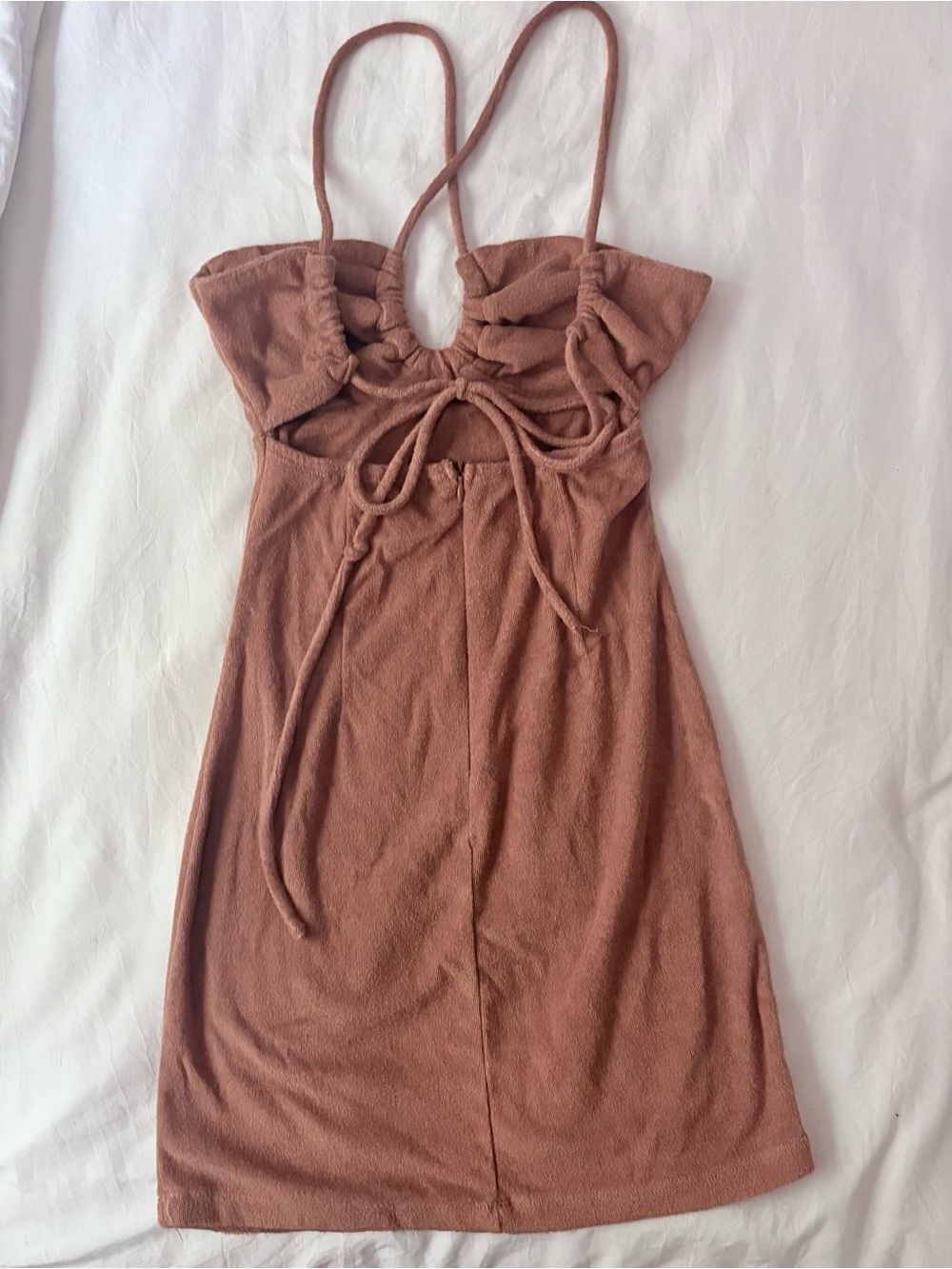 Princess Polly Ruched Terry Cloth Tie Strap mini Dress